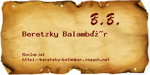 Beretzky Balambér névjegykártya